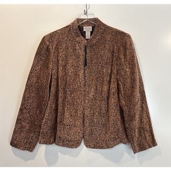 NWT Renaissance Womsn Brown Black Textured Zip Blazer Jacket Career Size 1X - Picture 1 of 5